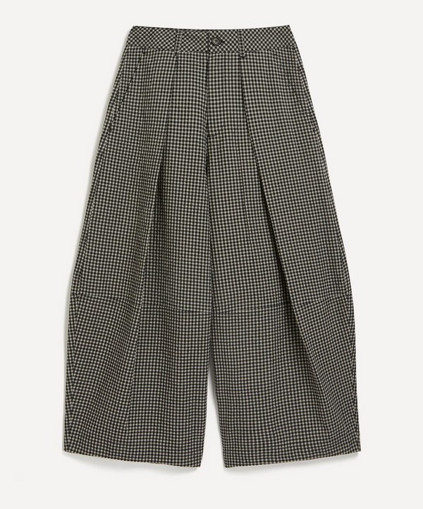 YMC - Deadbeat Gingham Check Wide-Leg Trousers image number null