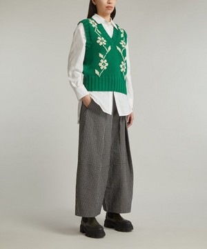 YMC - Deadbeat Gingham Check Wide-Leg Trousers image number 1