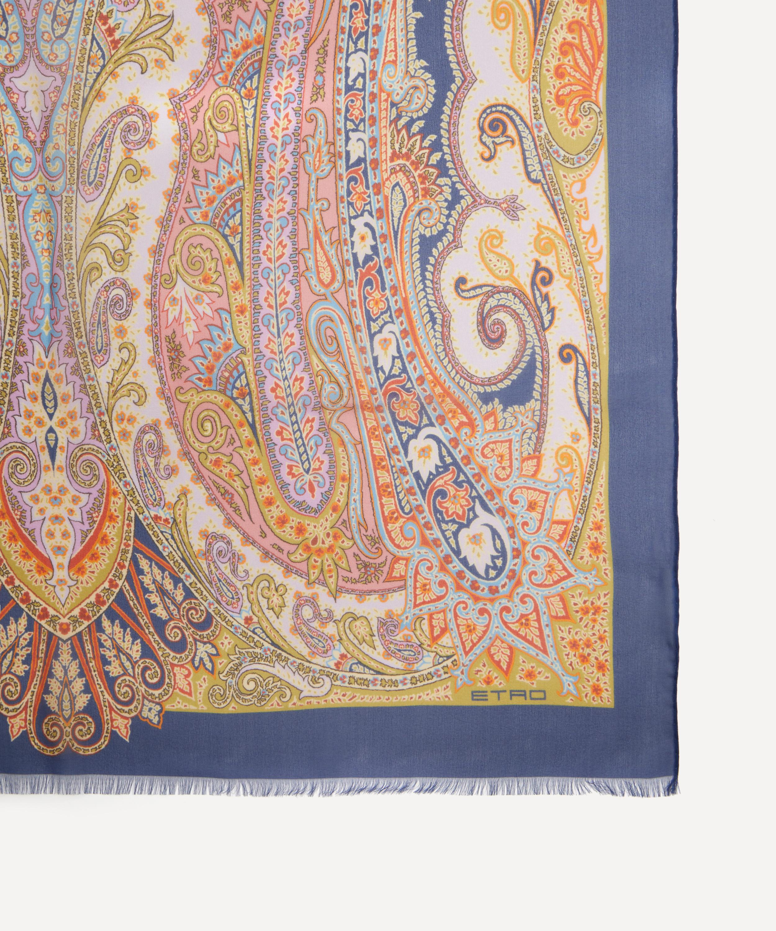 ETRO graphic-print silk scarf - Blue