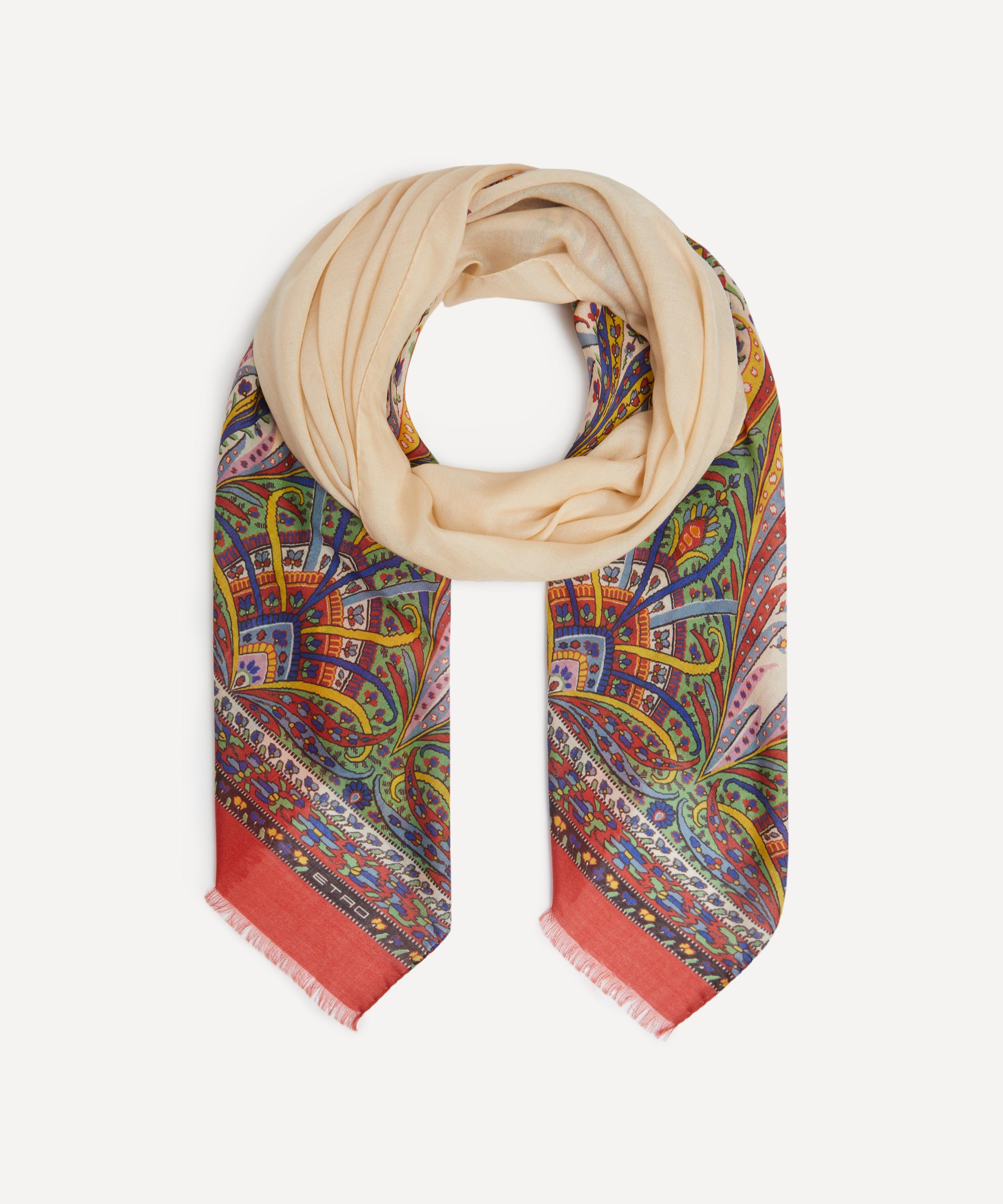 Etro - Multicolour Paisley Print Trim Scarf image number 0
