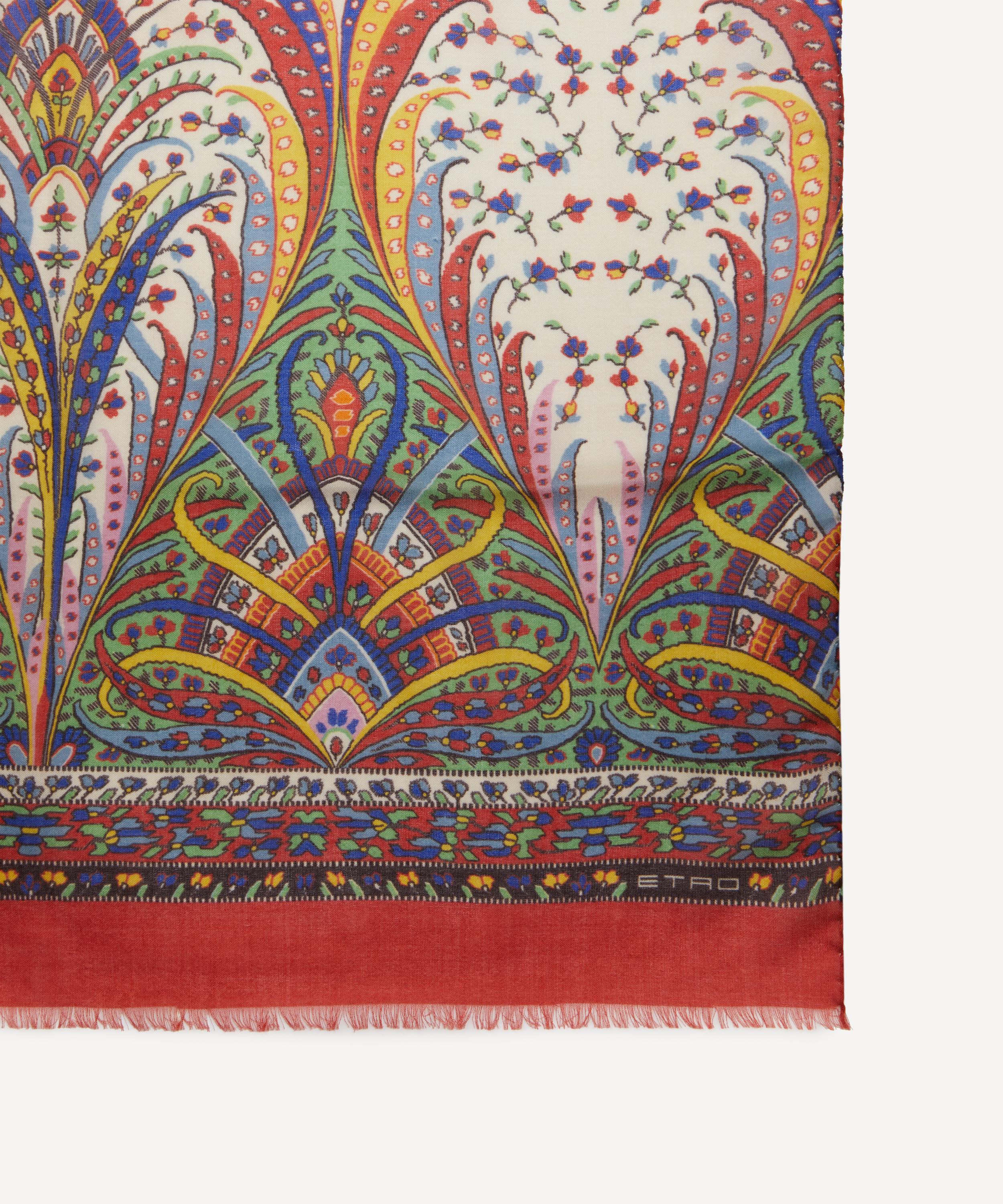 Etro - Multicolour Paisley Print Trim Scarf image number 2