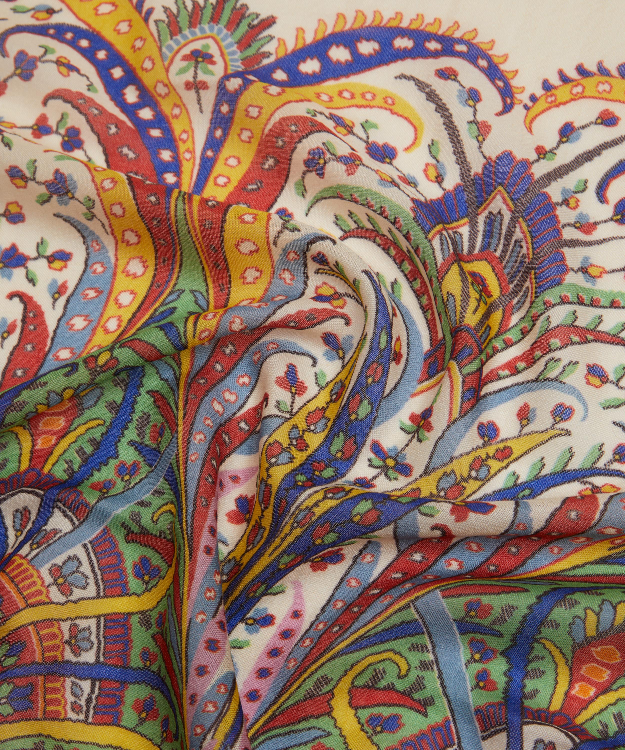 Etro - Multicolour Paisley Print Trim Scarf image number 3