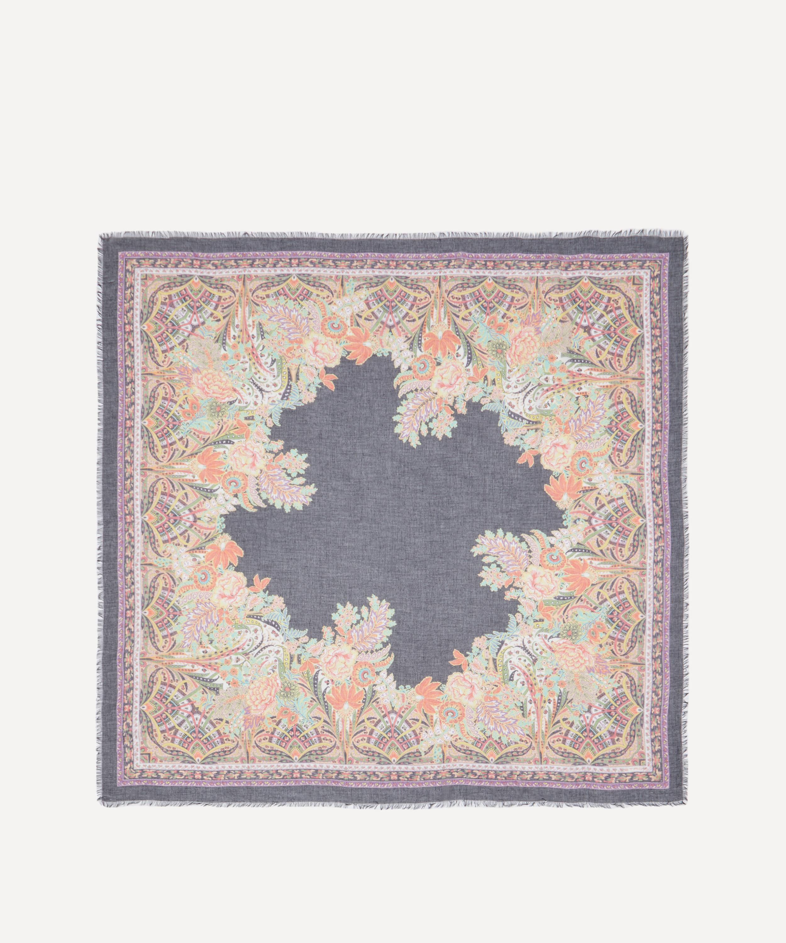 Etro - Black Paisley Print Square Scarf image number 1