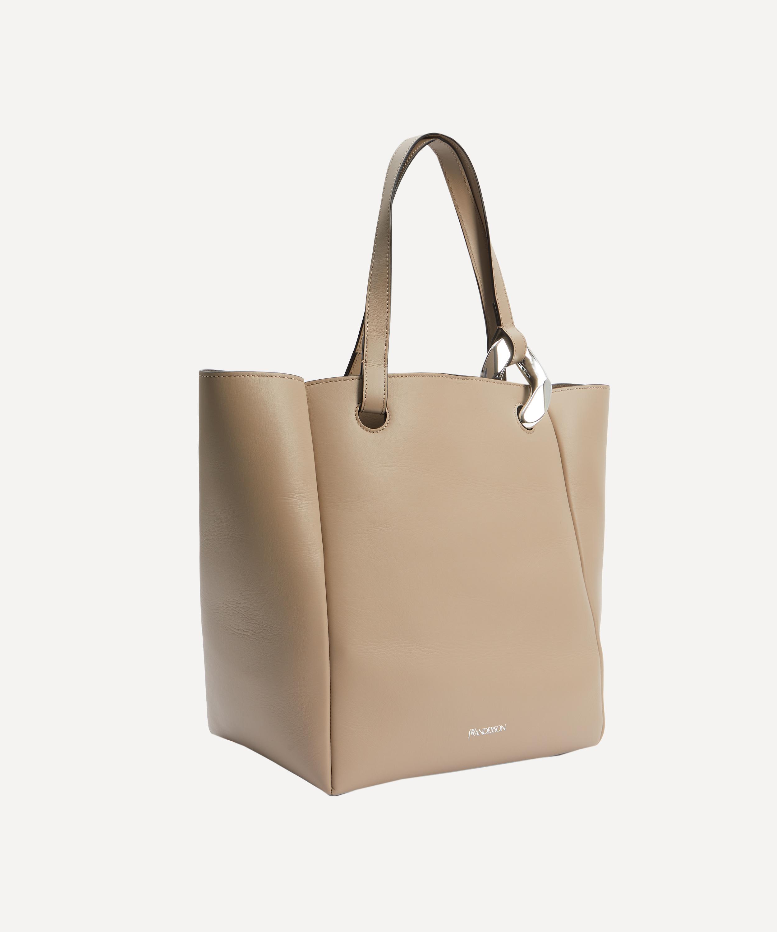 Taupe leather store tote bag