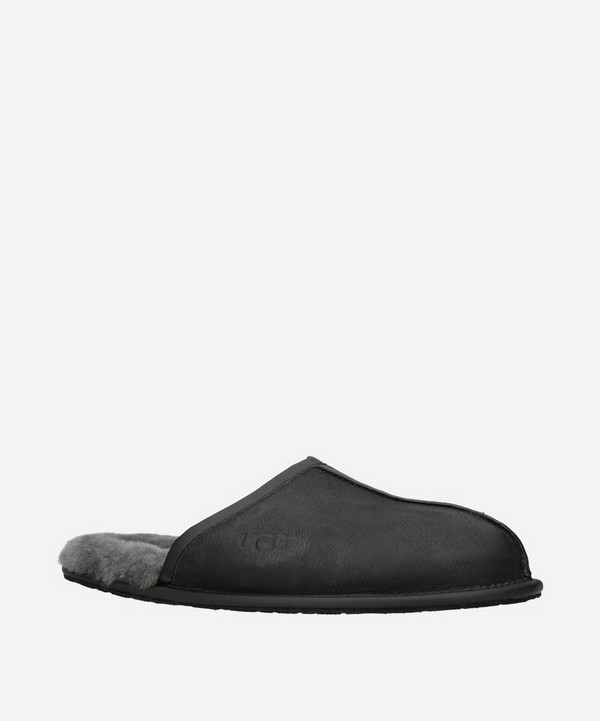Ugg - Black Leather Scuff Slippers image number null