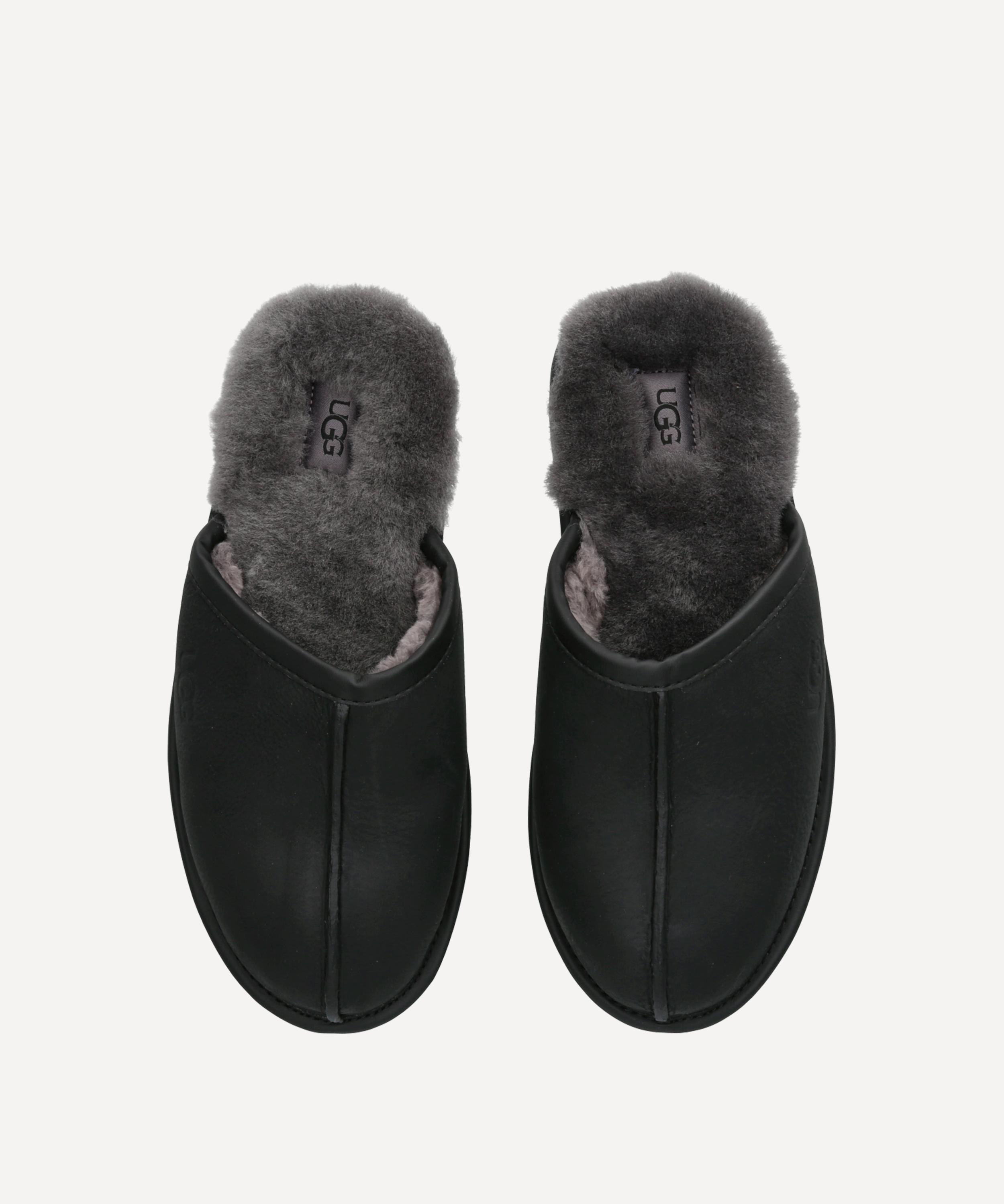 Mens black leather online ugg slippers