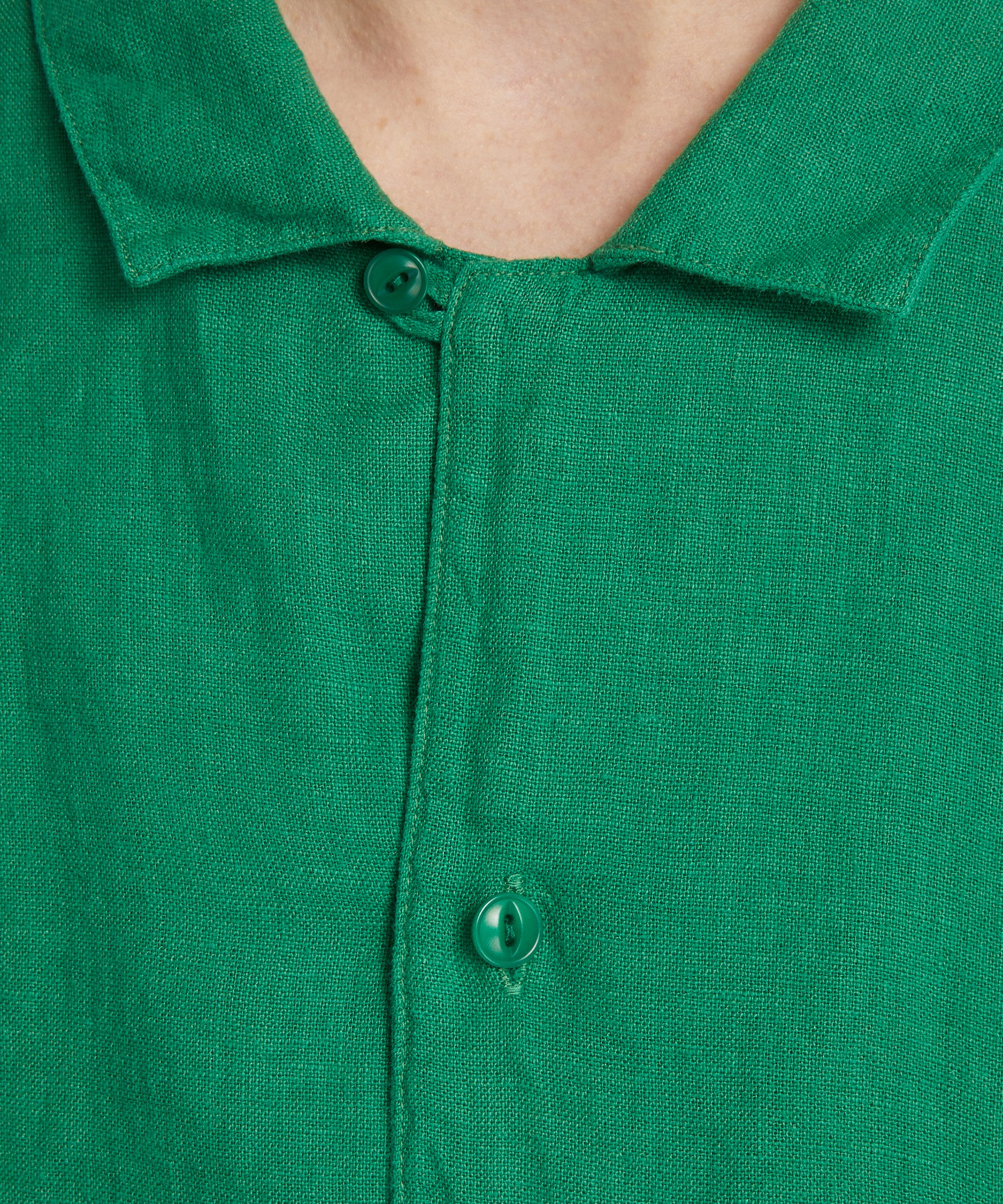 YMC - Malick Green Linen Short-Sleeve Shirt image number 4