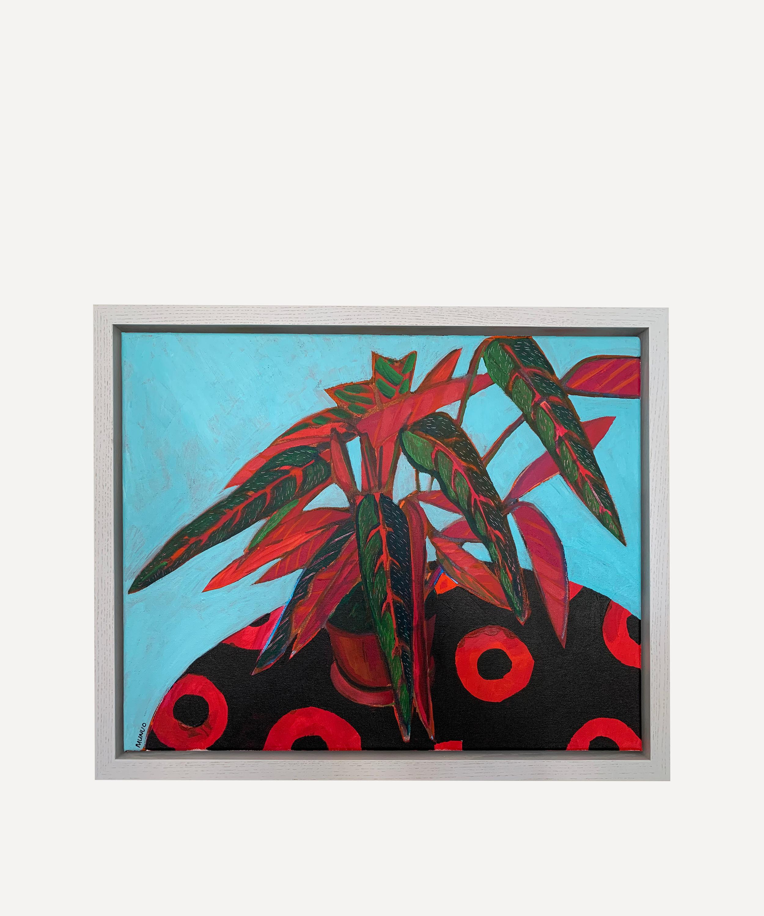 Naomi Munuo - Prayer Plant on Patterned Cloth 2023 Original Framed Artwork image number 0