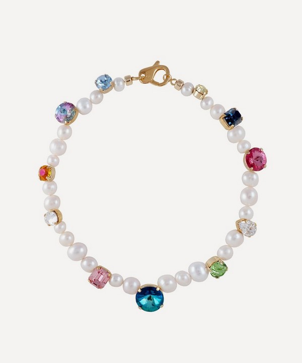 Martha Calvo - 14ct Gold-Plated Diana Pearl Crystal Necklace