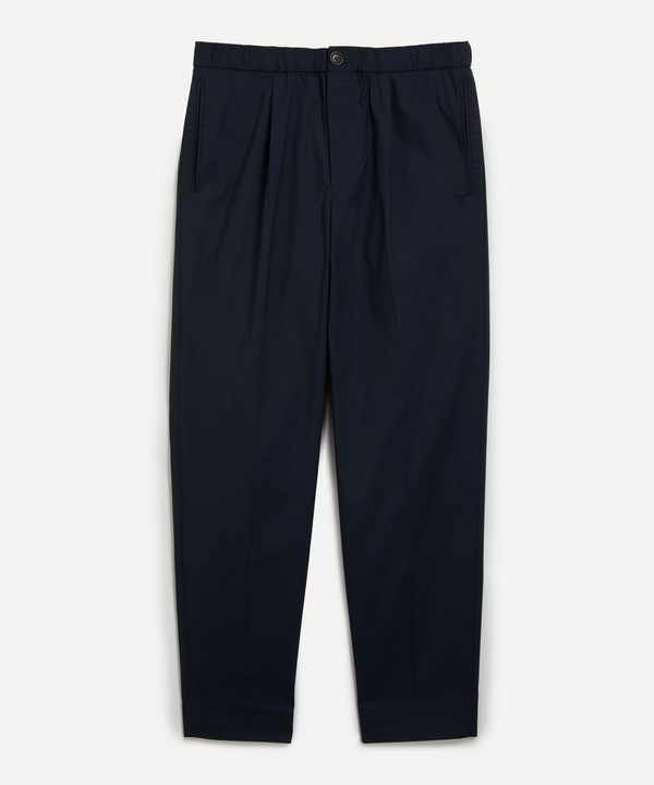 PS Paul Smith - Navy Pleated Cotton-Blend Trousers image number null