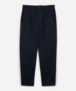PS Paul Smith - Navy Pleated Cotton-Blend Trousers image number 0