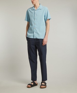 PS Paul Smith - Navy Pleated Cotton-Blend Trousers image number 1