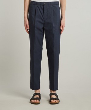 PS Paul Smith - Navy Pleated Cotton-Blend Trousers image number 2