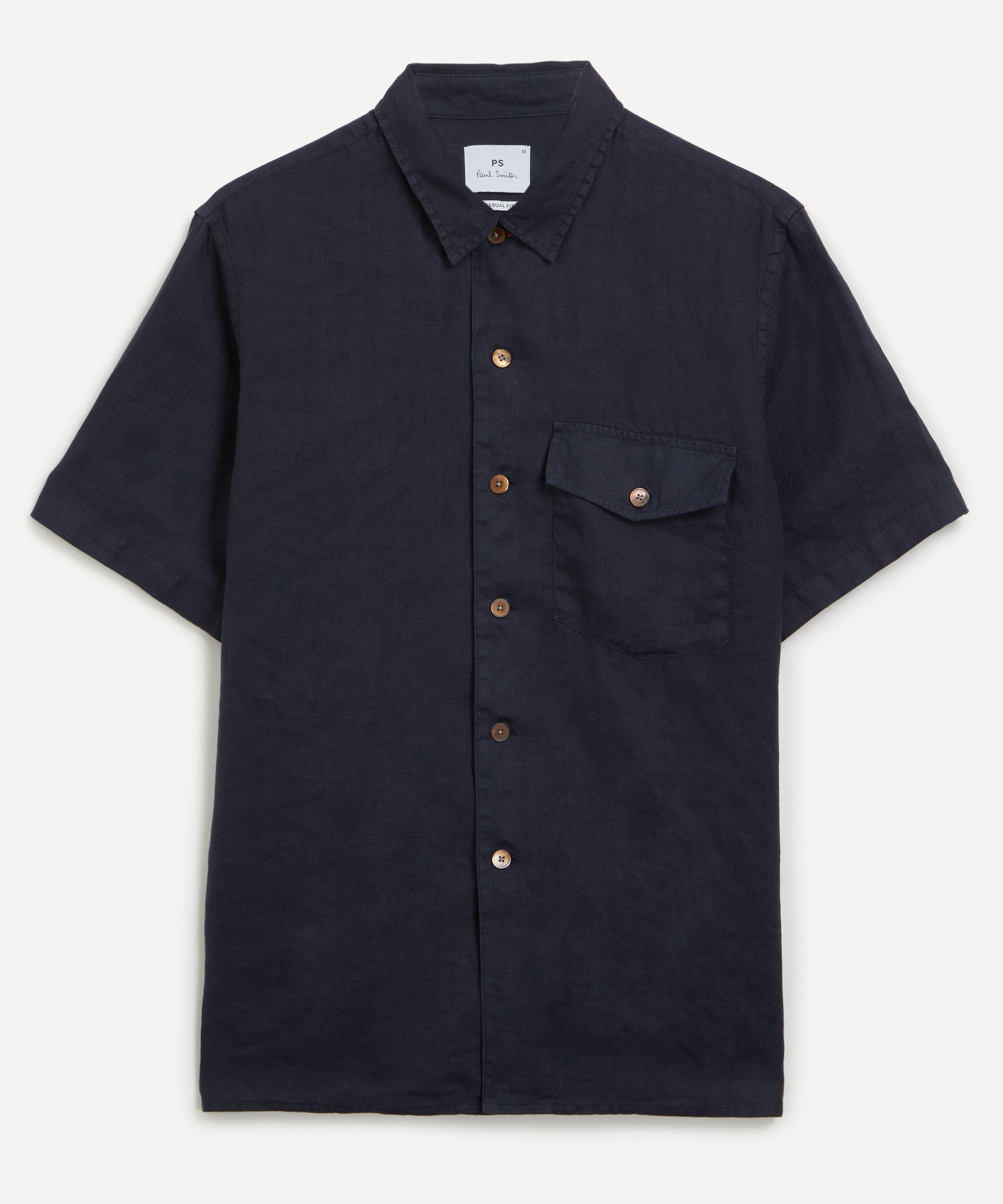 PS Paul Smith - Short-Sleeve Navy Linen Shirt image number 0