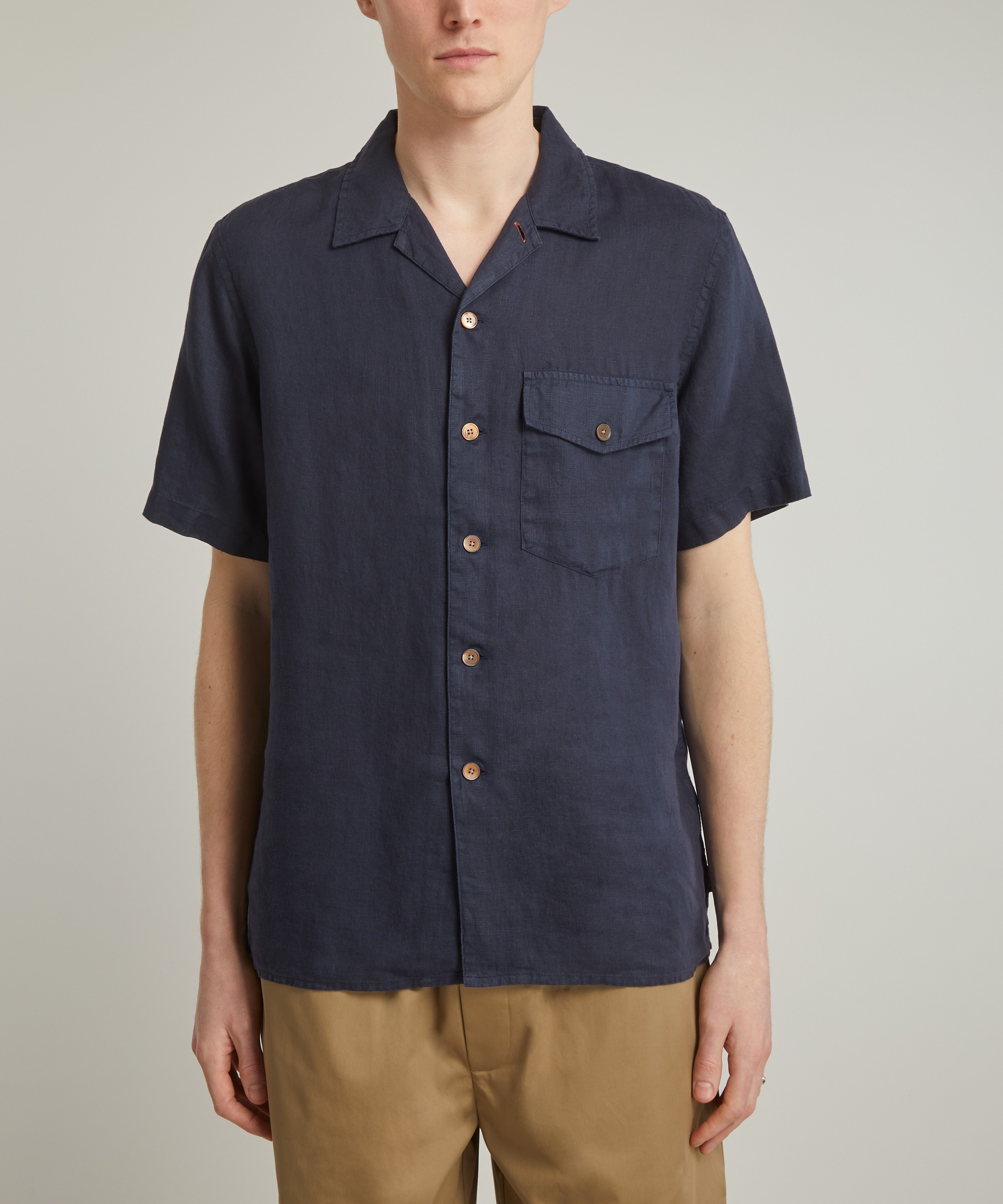 PS Paul Smith - Short-Sleeve Navy Linen Shirt image number 2