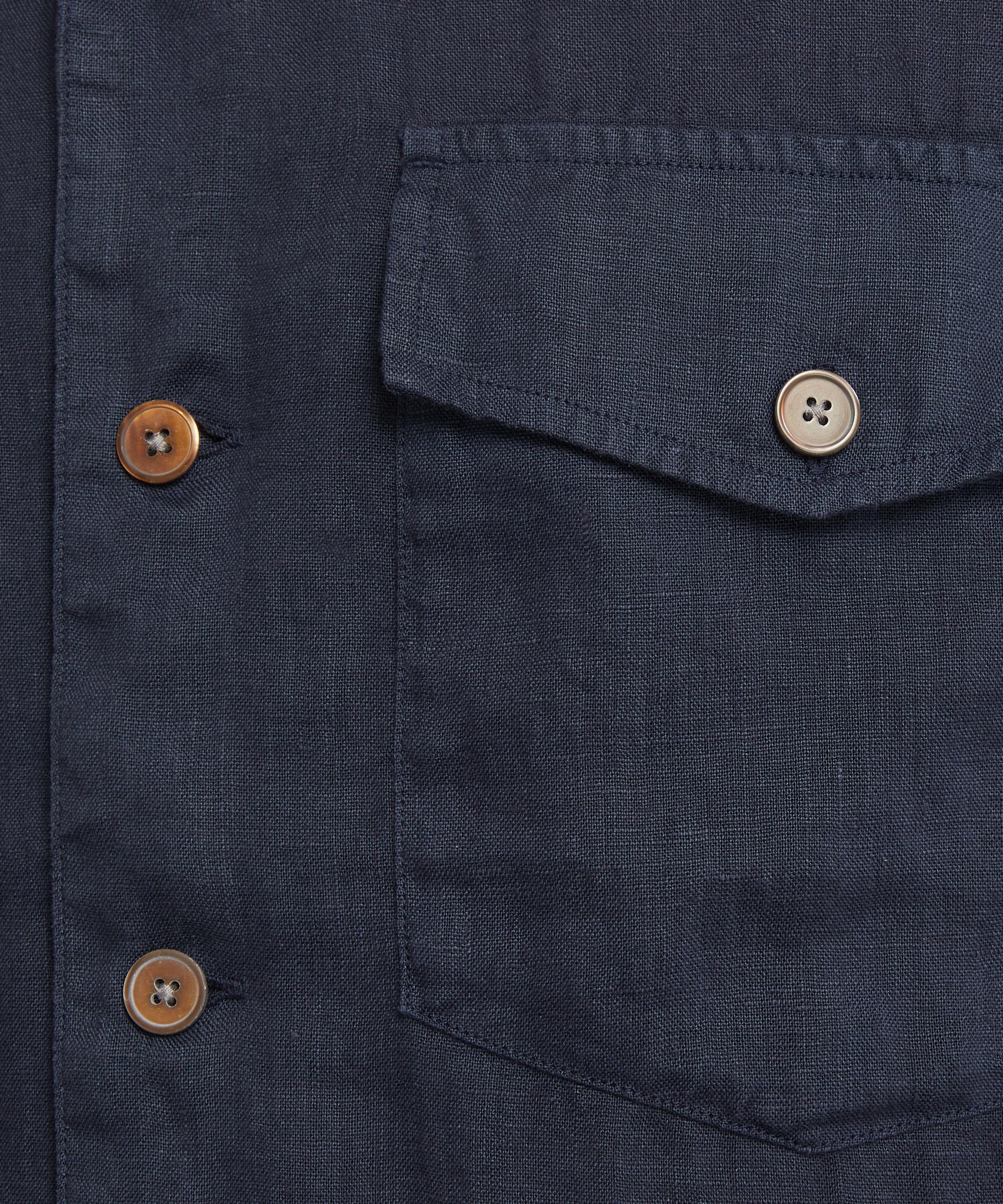 PS Paul Smith - Short-Sleeve Navy Linen Shirt image number 4