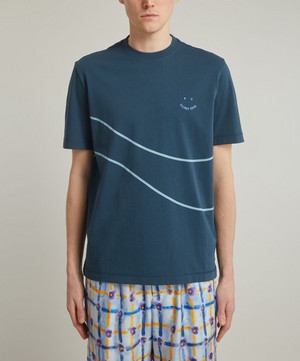 PS Paul Smith - Navy Cotton Happy Wave T-Shirt  image number 2