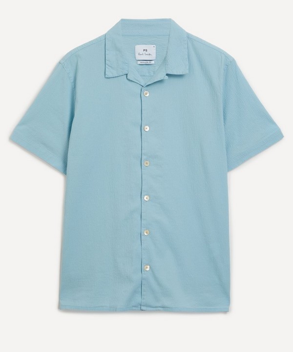 PS Paul Smith - Blue Cotton Seersucker Short-Sleeve Shirt image number null