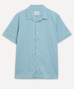 PS Paul Smith - Blue Cotton Seersucker Short-Sleeve Shirt image number 0