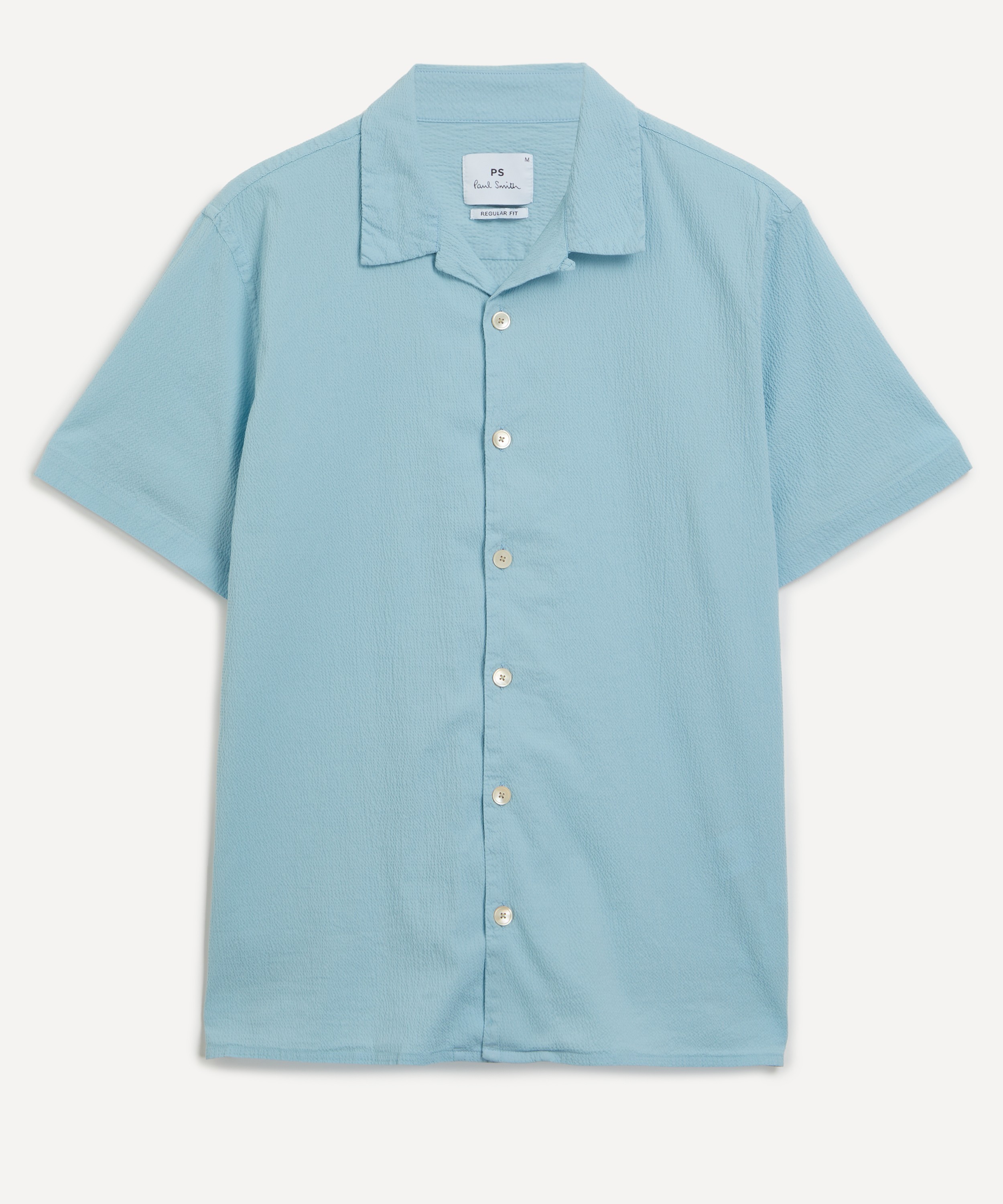 PS Paul Smith - Blue Cotton Seersucker Short-Sleeve Shirt image number 0