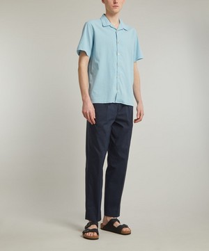 PS Paul Smith - Blue Cotton Seersucker Short-Sleeve Shirt image number 1