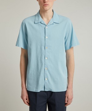 PS Paul Smith - Blue Cotton Seersucker Short-Sleeve Shirt image number 2