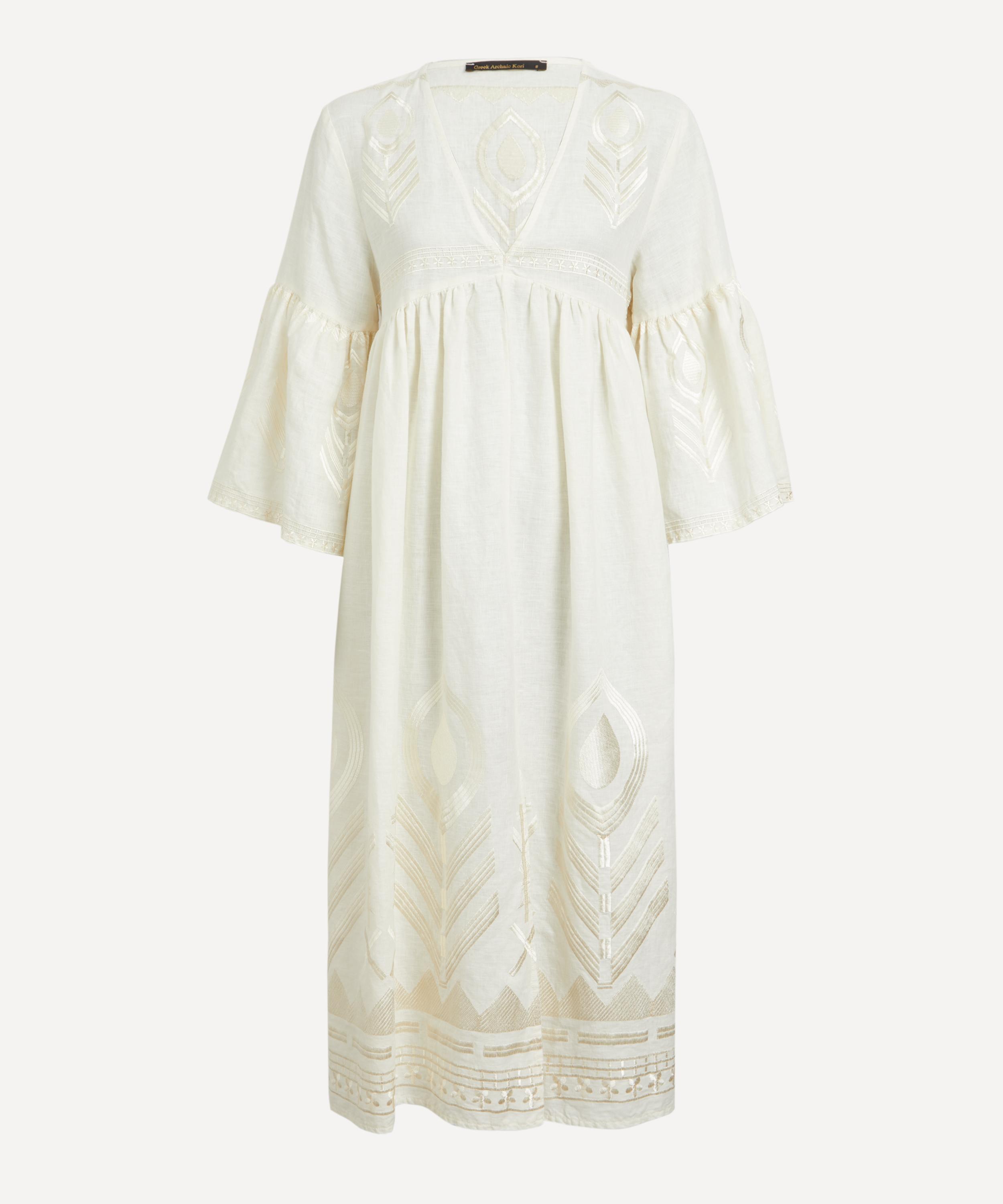 Kori - Linen Feathers Midi Split Hem Dress image number 0