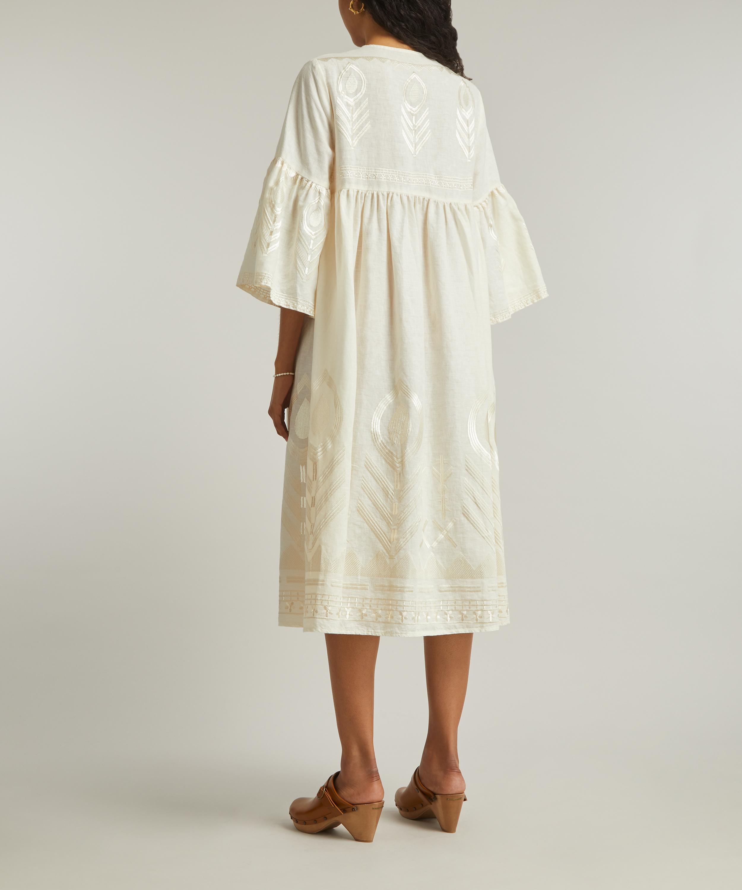 Kori - Linen Feathers Midi Split Hem Dress image number 3