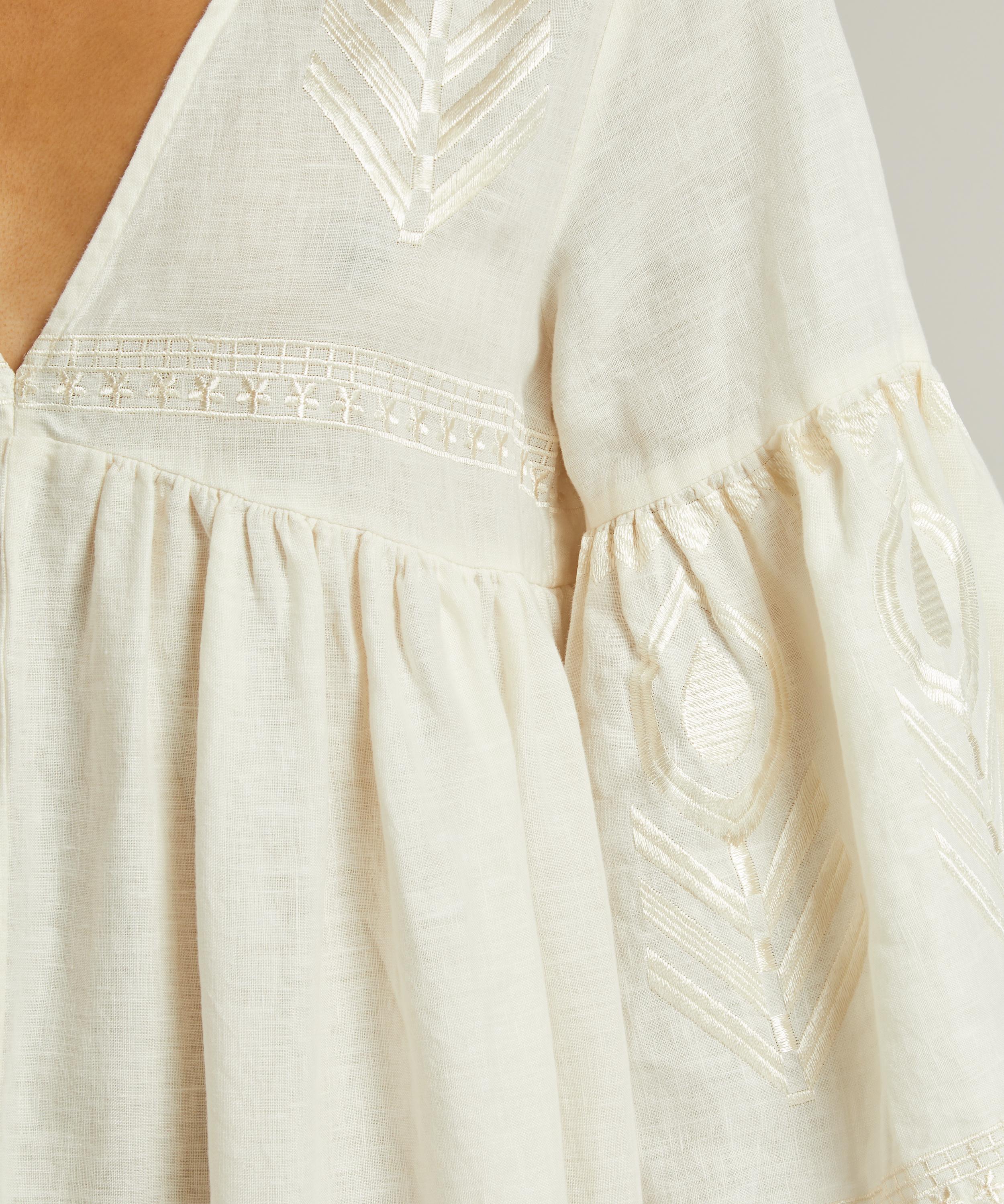 Kori - Linen Feathers Midi Split Hem Dress image number 4