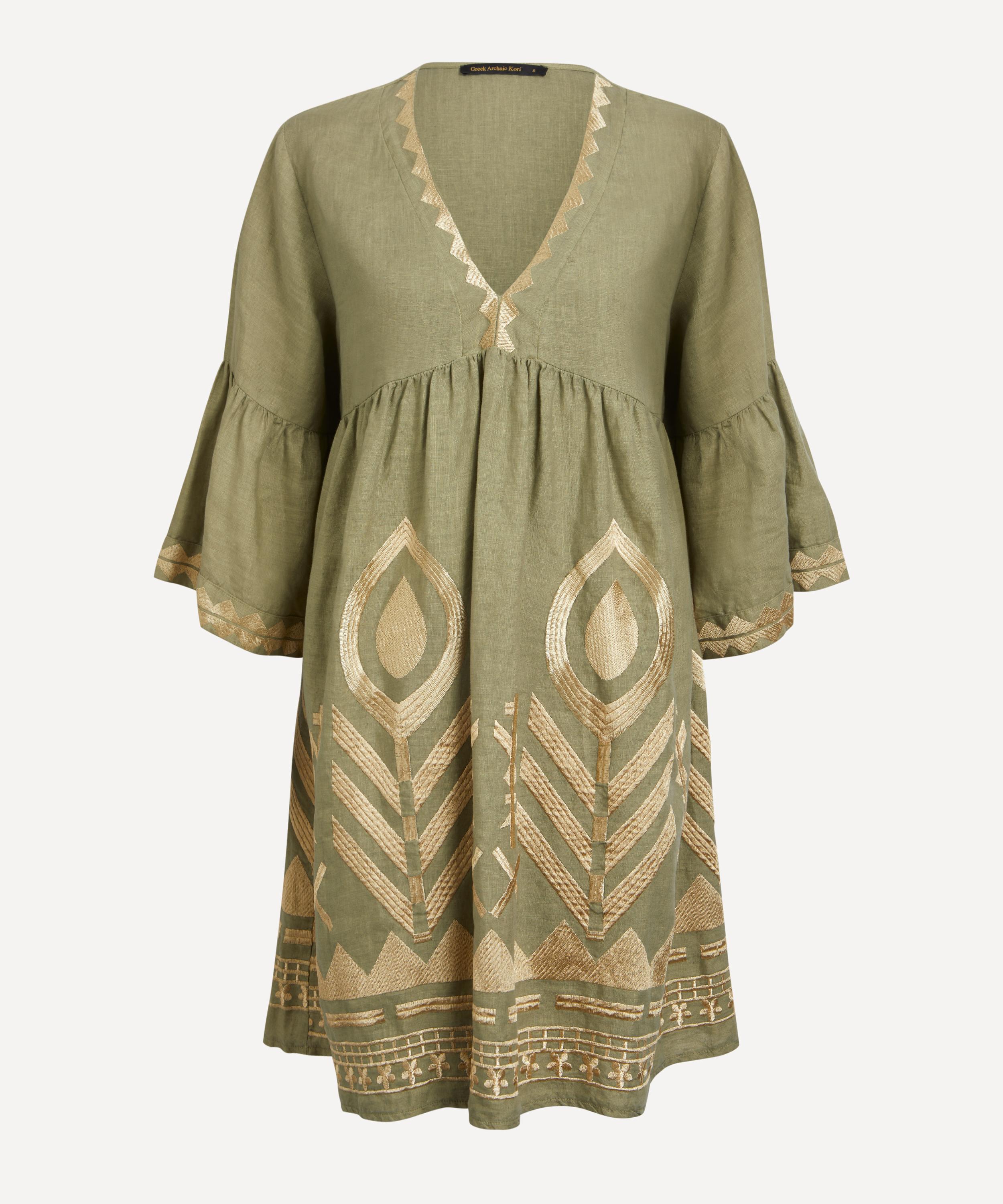 Kori - Linen Feathers Mini Dress