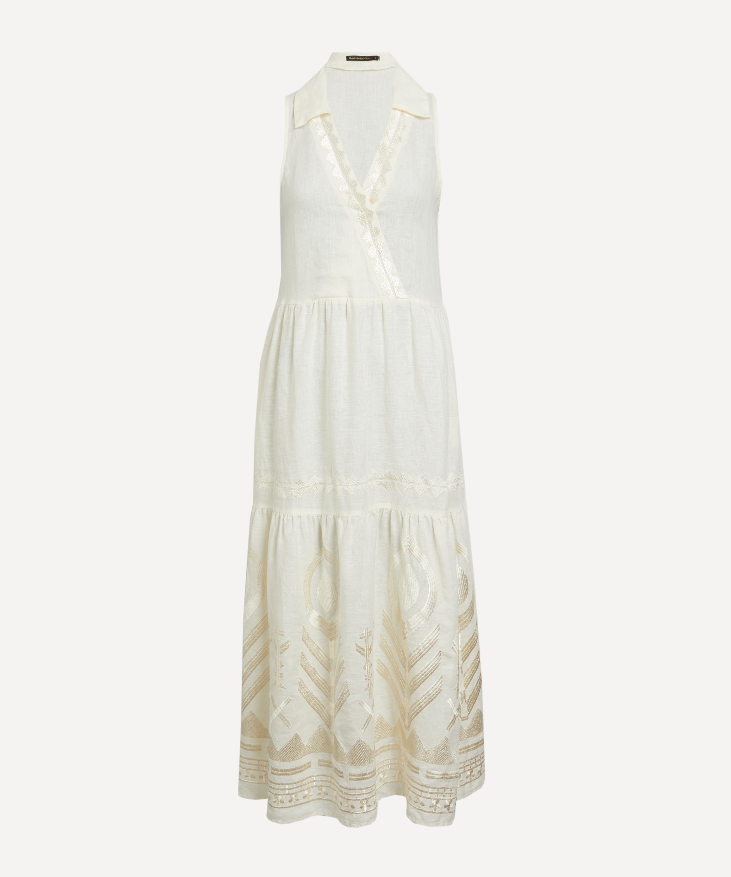 Kori - Linen Feathers Long Sleeveless Dress