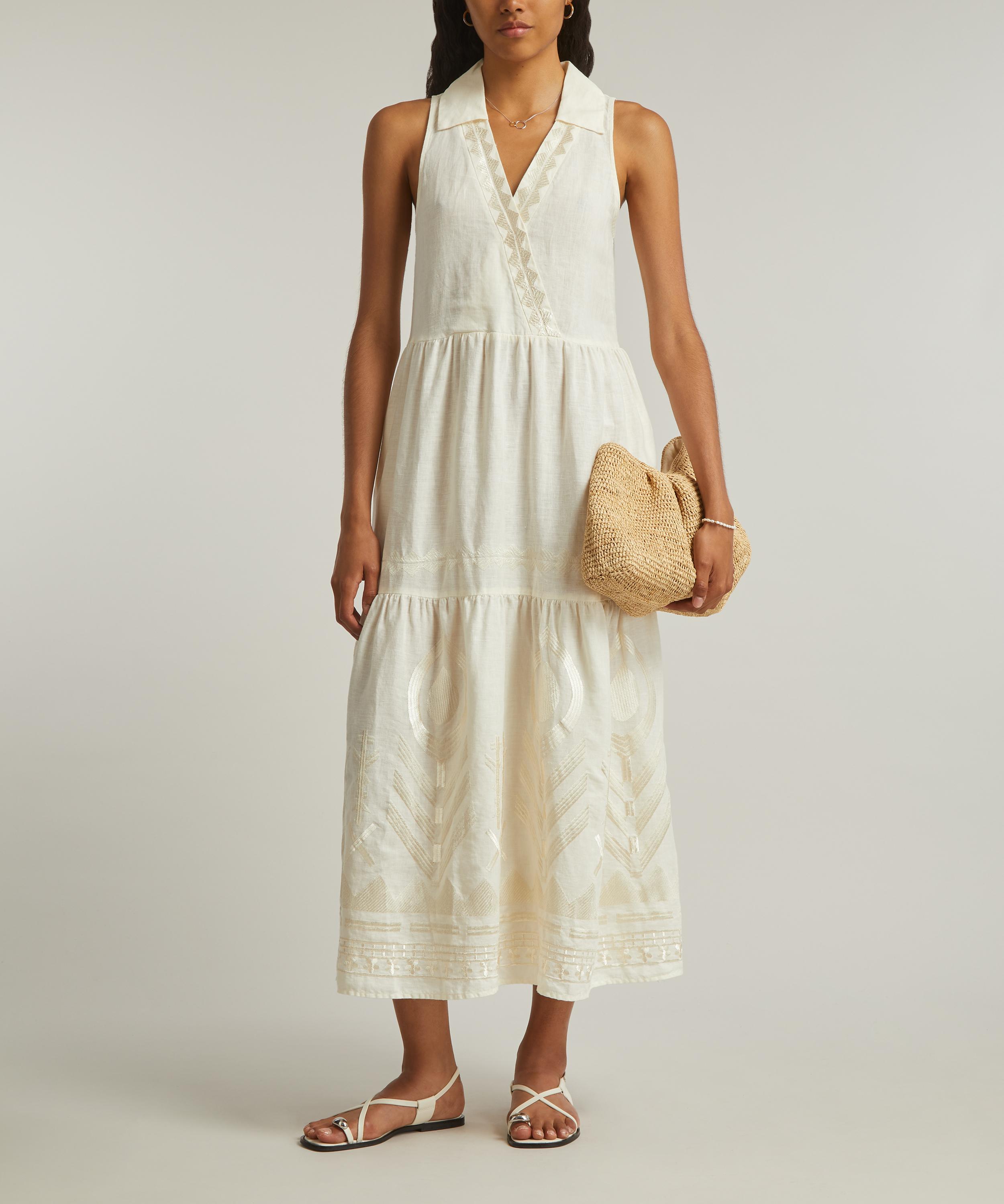 Kori - Linen Feathers Long Sleeveless Dress image number 1