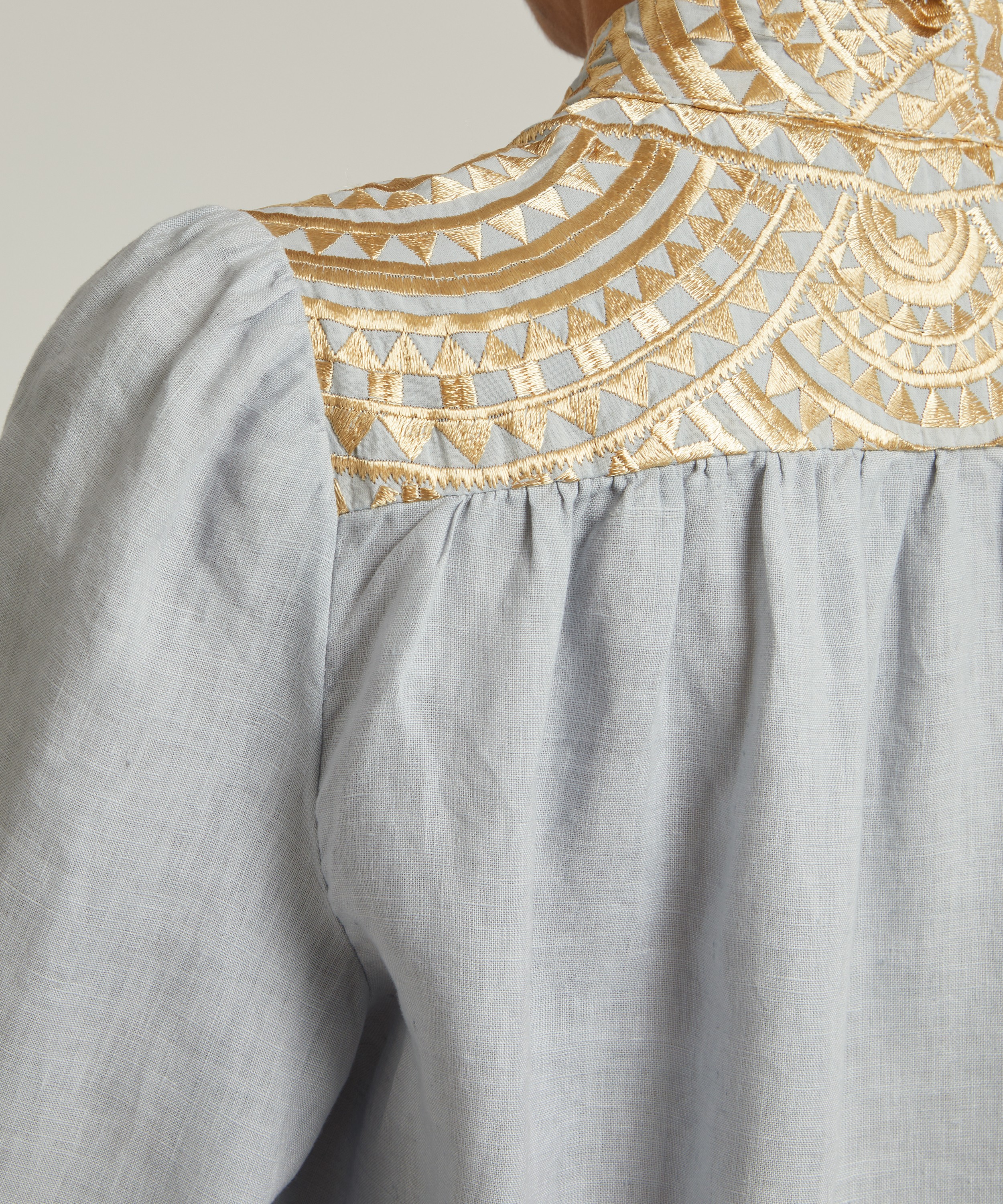 Kori - Linen Puff Sleeve Embroidered Shirt image number 4