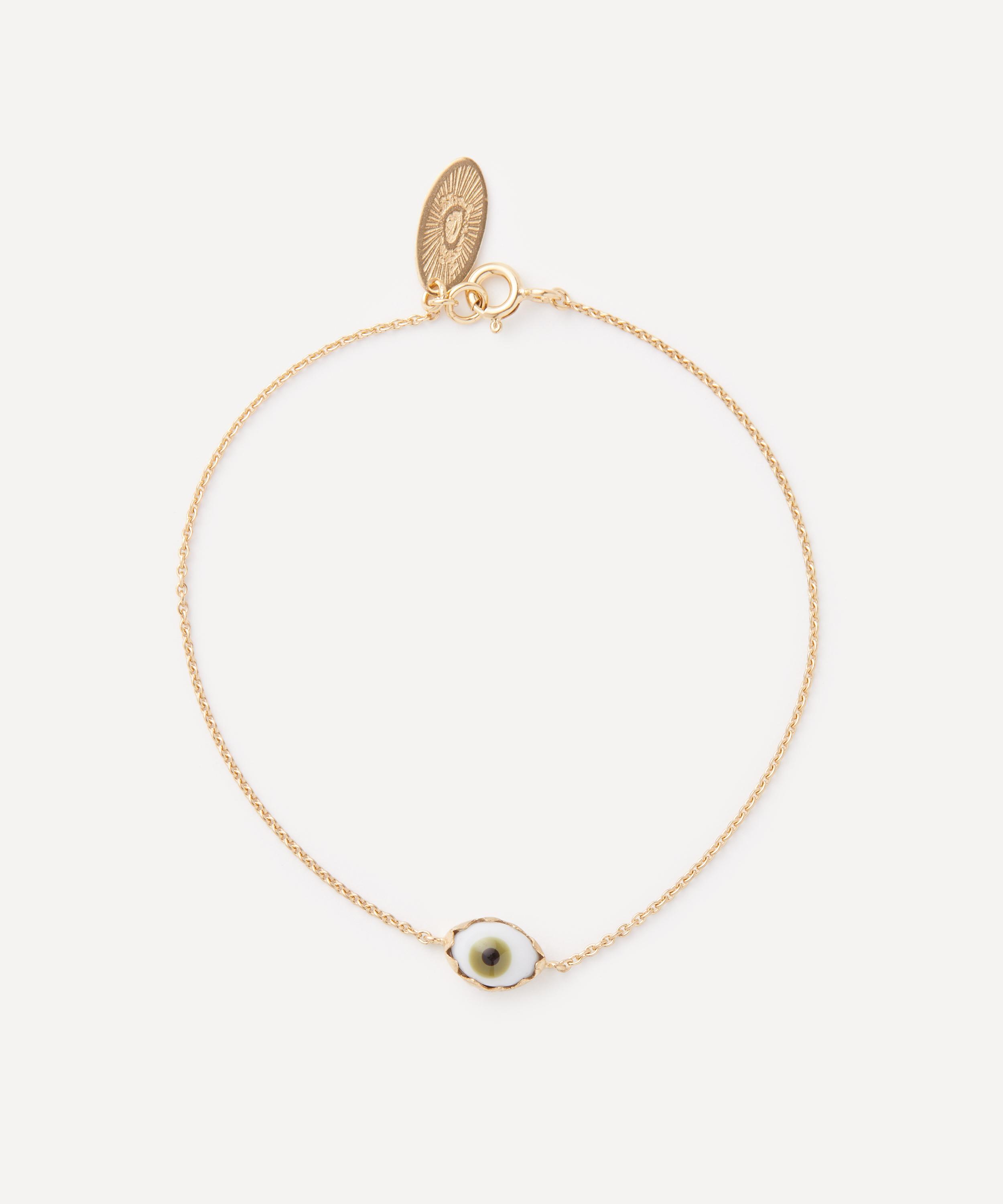 Grainne Morton - 18ct Gold-Plated Green Eye Bracelet image number 0