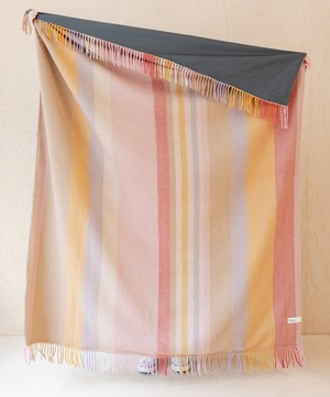 The Tartan Blanket Co. - Coral Stripe Wool Picnic Blanket image number 1