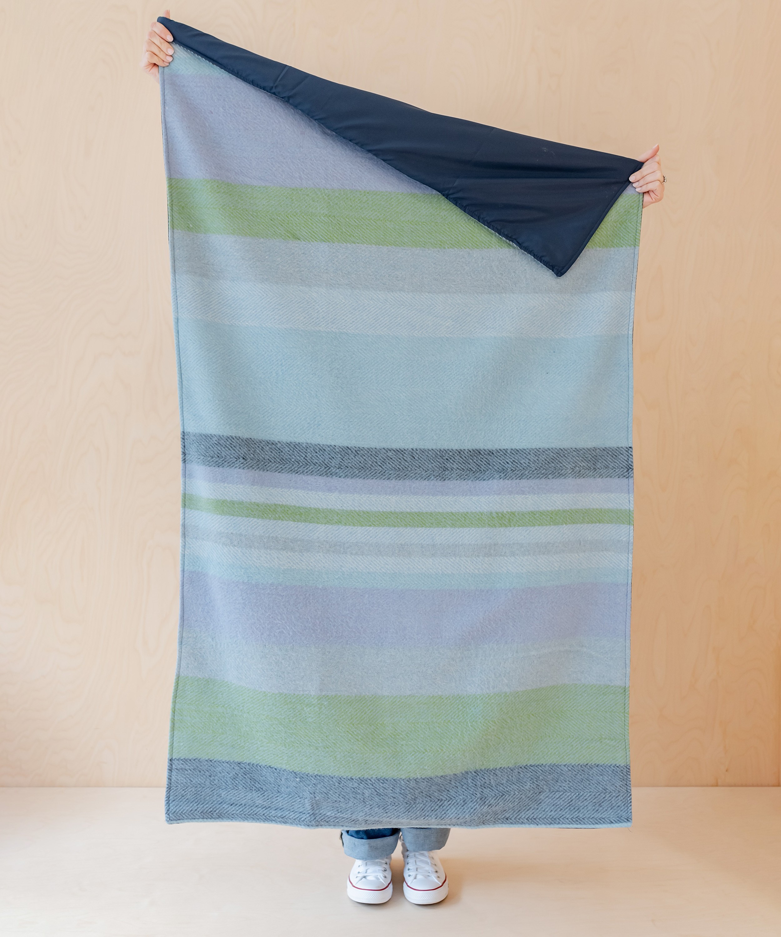 The Tartan Blanket Co. - Blue Stripe Small Picnic Blanket image number 1