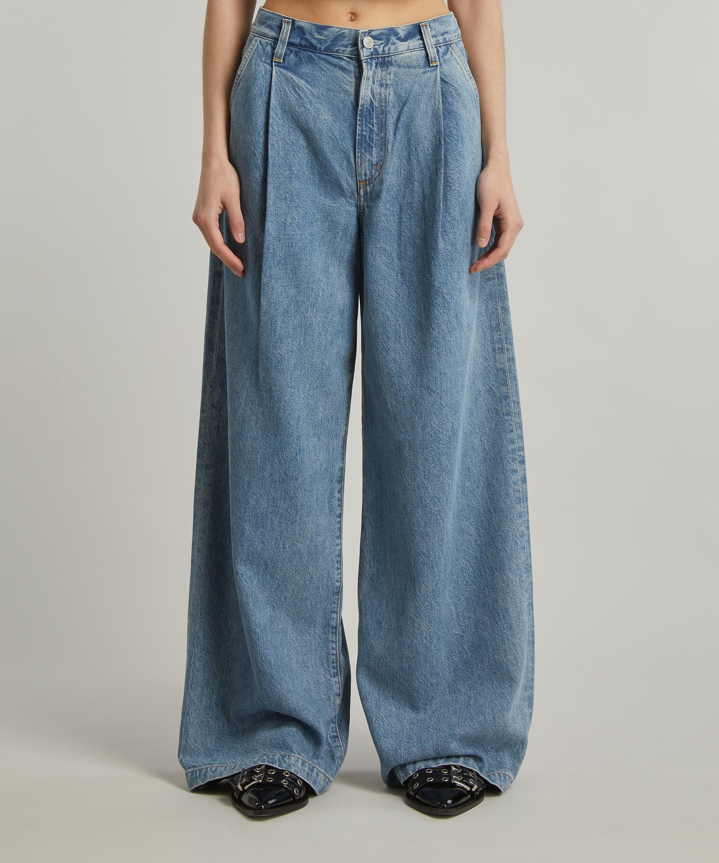 Denim trousers wide leg hotsell