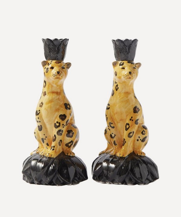 Les Ottomans - Leopard Candlestick Holders Set of Two