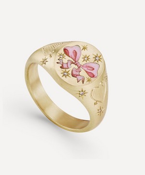 Cece Jewellery - 18ct Gold Pretty N’ Pink Signet Ring image number 1
