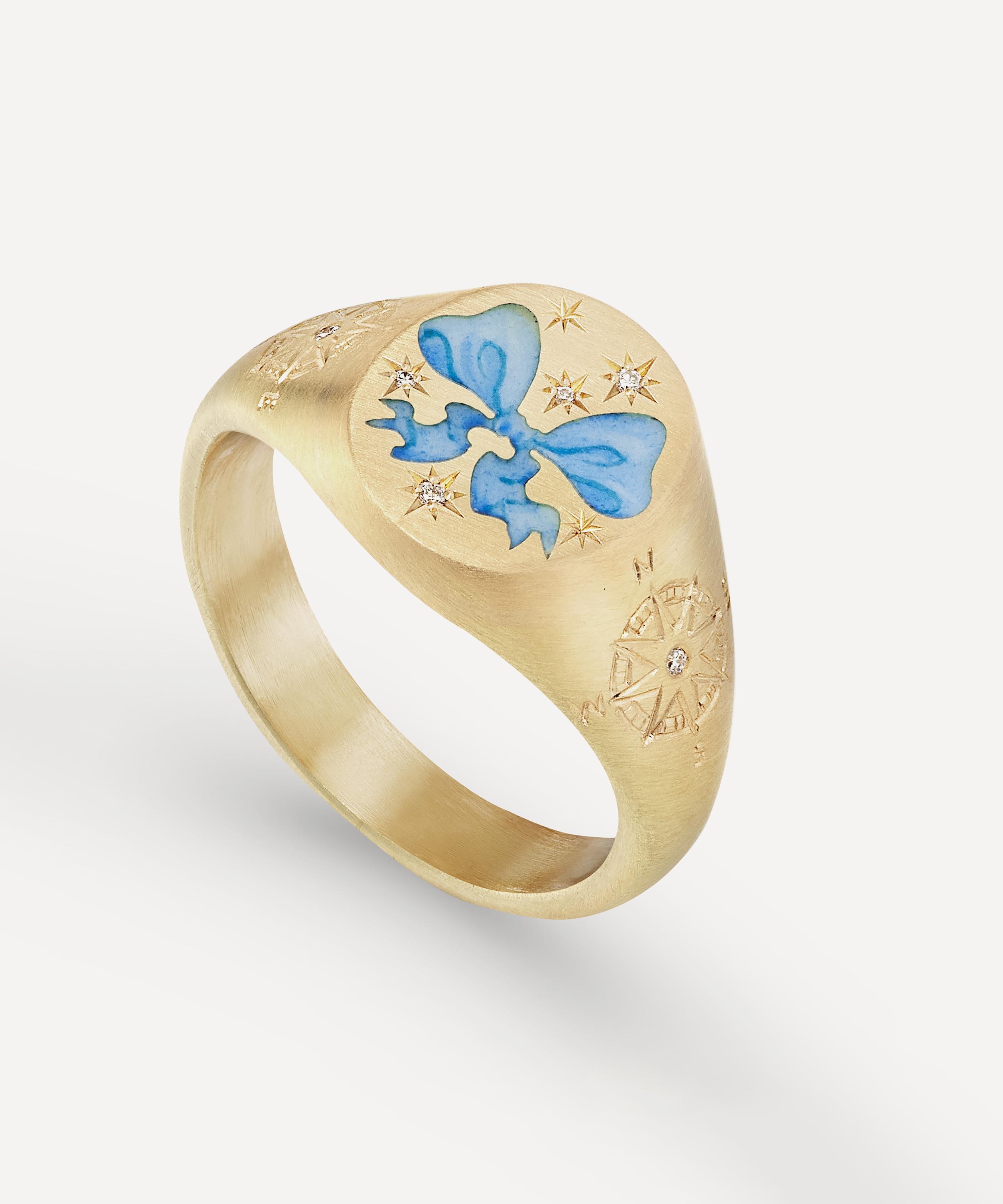 Cece Jewellery - 18ct Gold Ahoy Sailor Signet Ring image number 