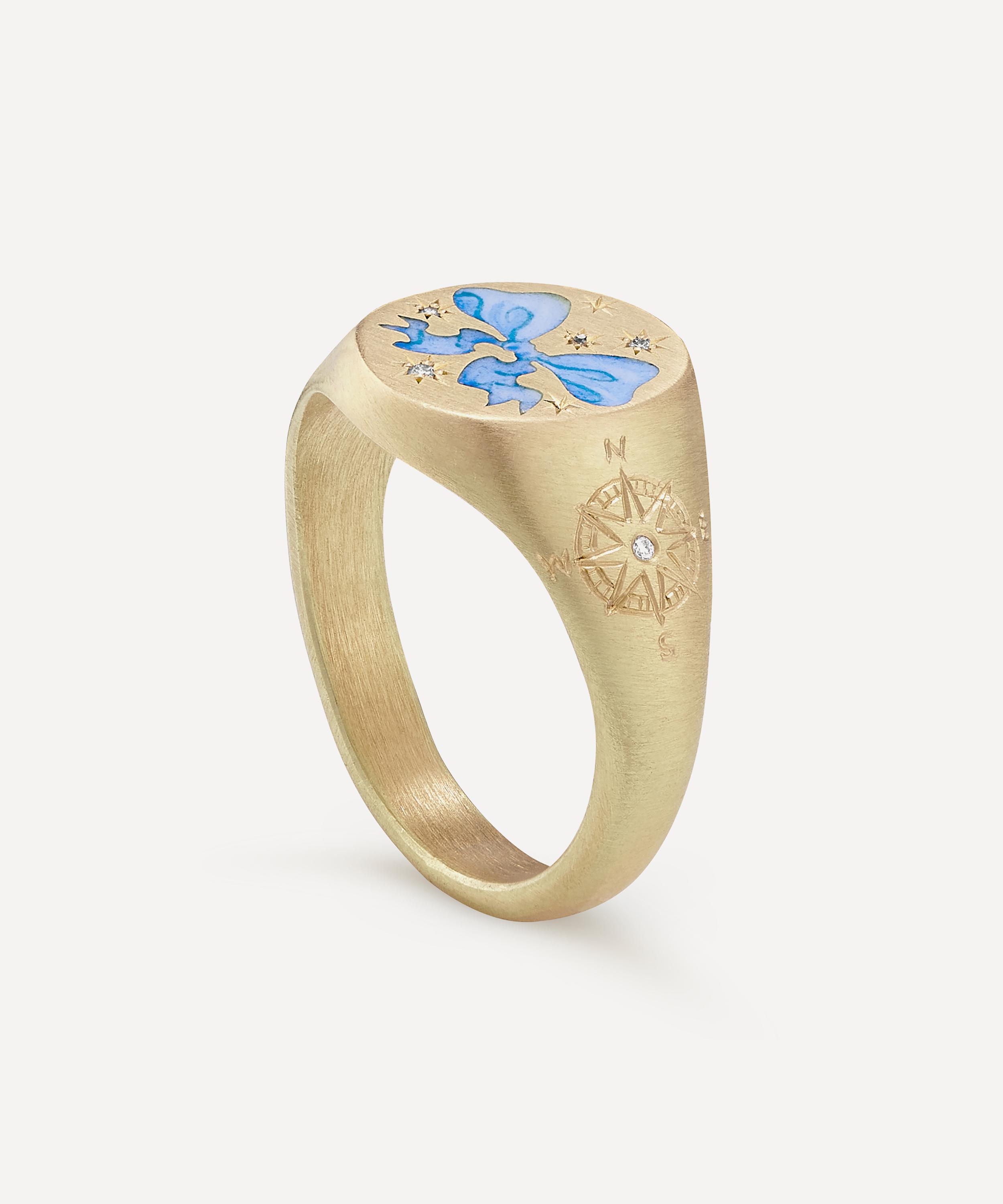 Cece Jewellery - 18ct Gold Ahoy Sailor Signet Ring image number 