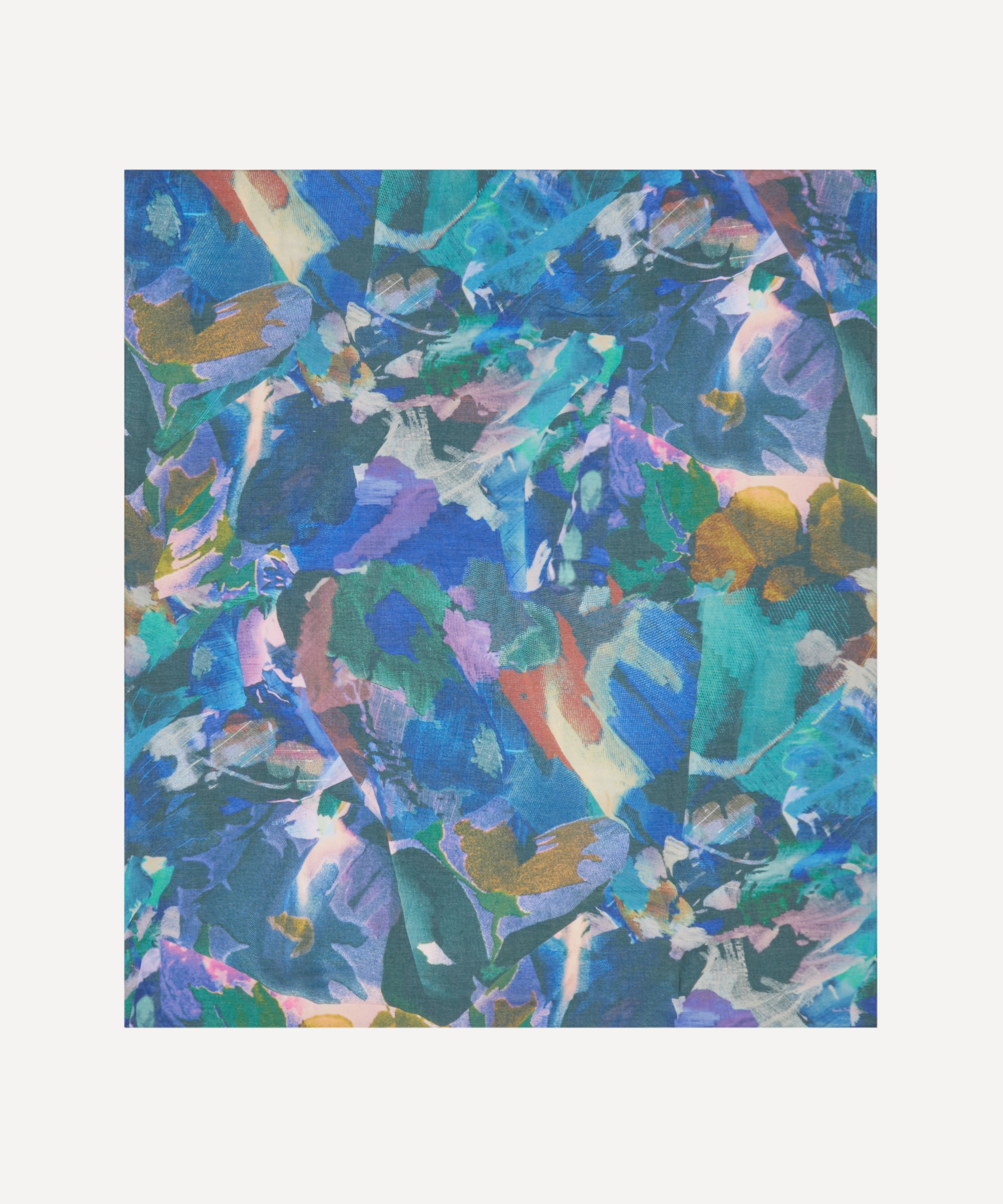 Paul Smith - Blue Floral Collage Print Scarf image number 1