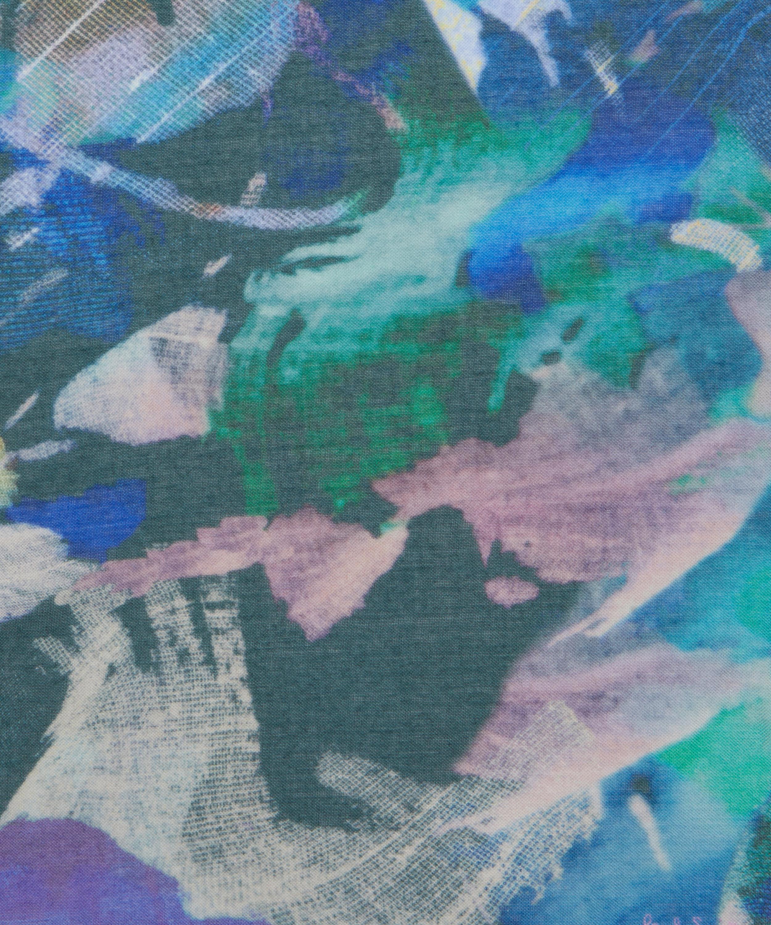 Paul Smith - Blue Floral Collage Print Scarf image number 2