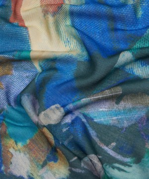 Paul Smith - Blue Floral Collage Print Scarf image number 3