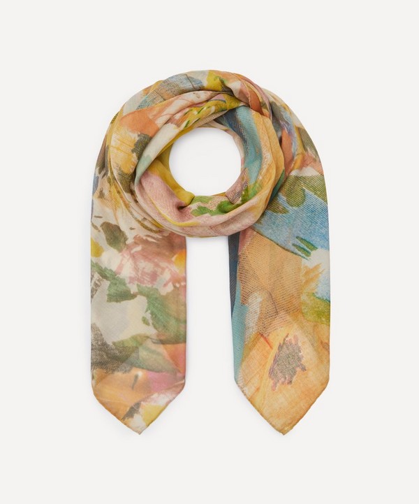 Paul Smith - Yellow Floral Collage Print Scarf image number null