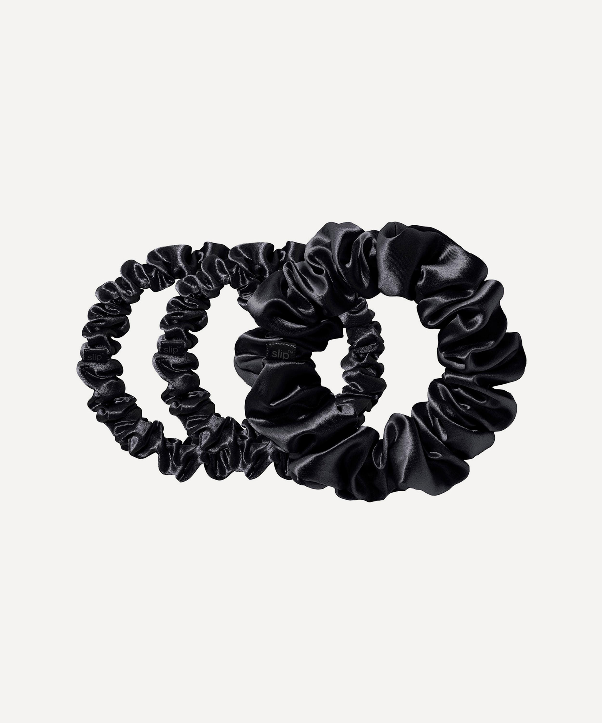 Slip - Back to Basics Black Silk Scrunchie Trio image number 1