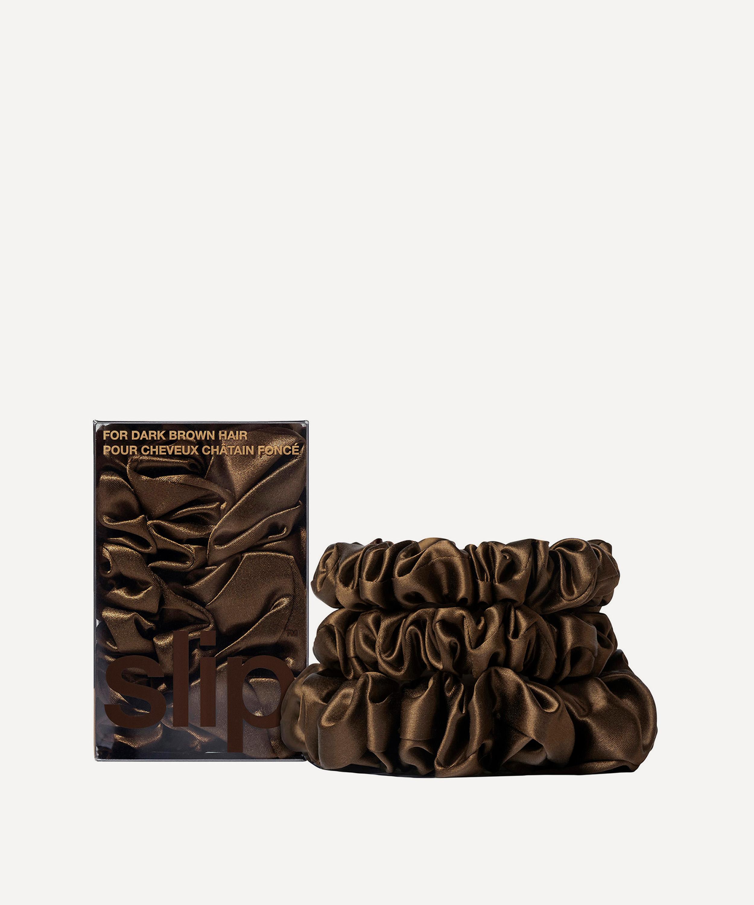 Slip - Back to Basics Dark Brown Silk Scrunchie Trio image number 0