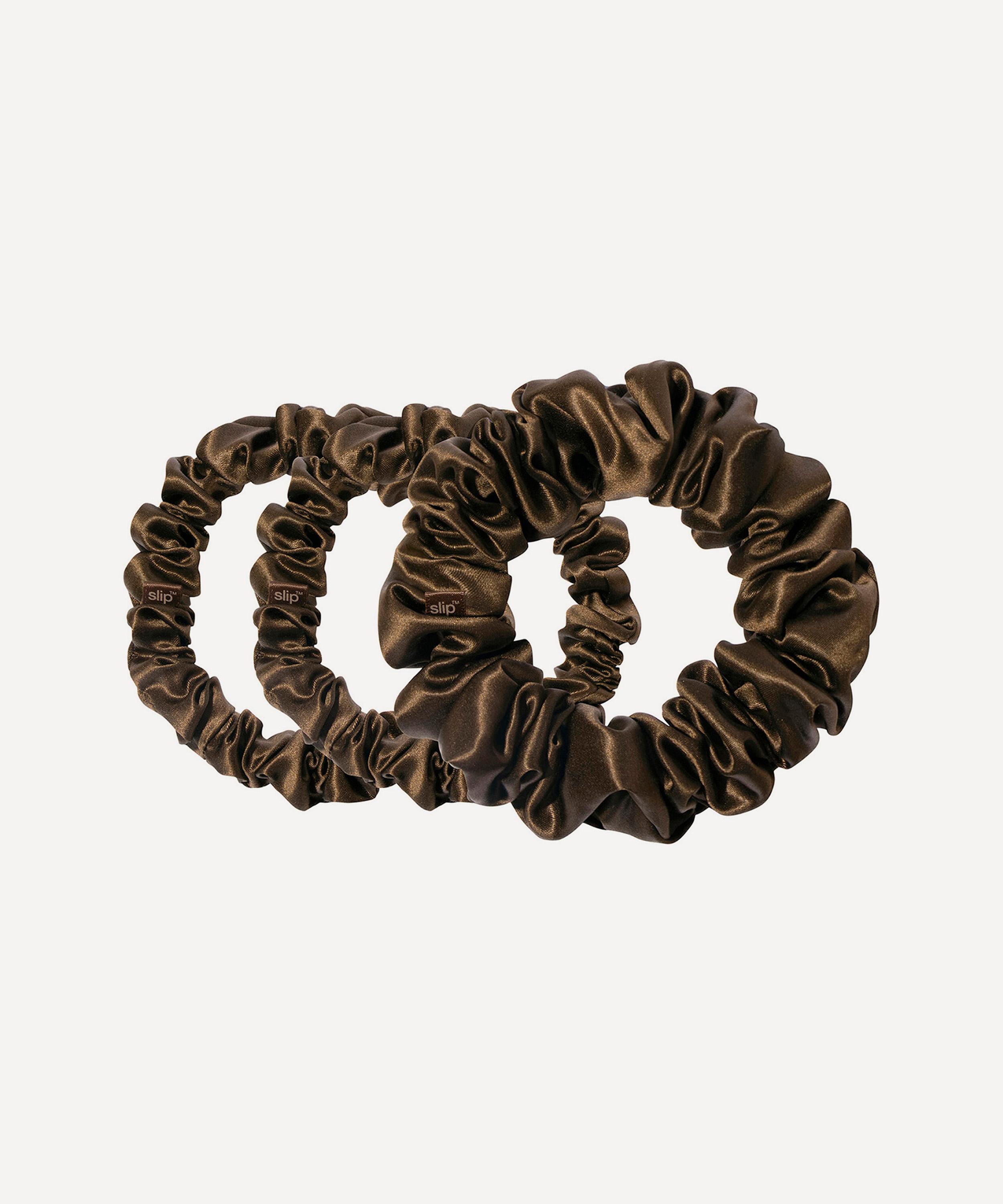 Slip - Back to Basics Dark Brown Silk Scrunchie Trio image number 1