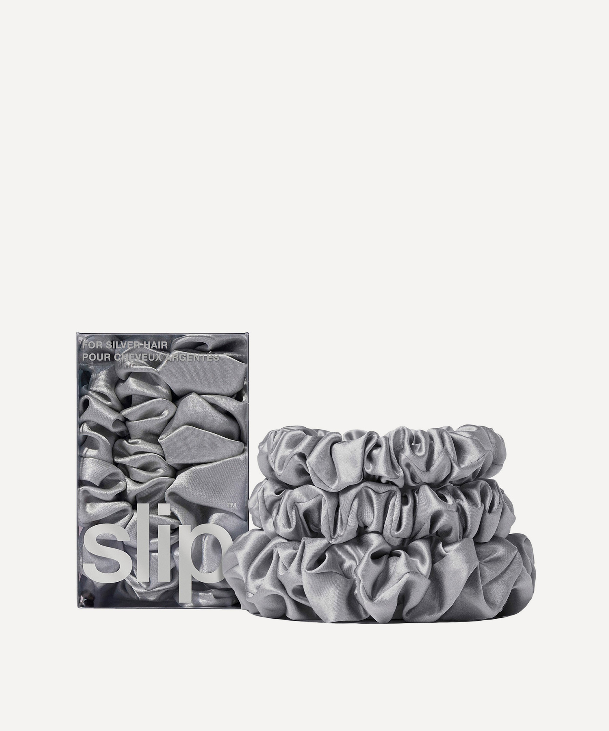 Slip - Back to Basics Silver Silk Scrunchie Trio image number 0