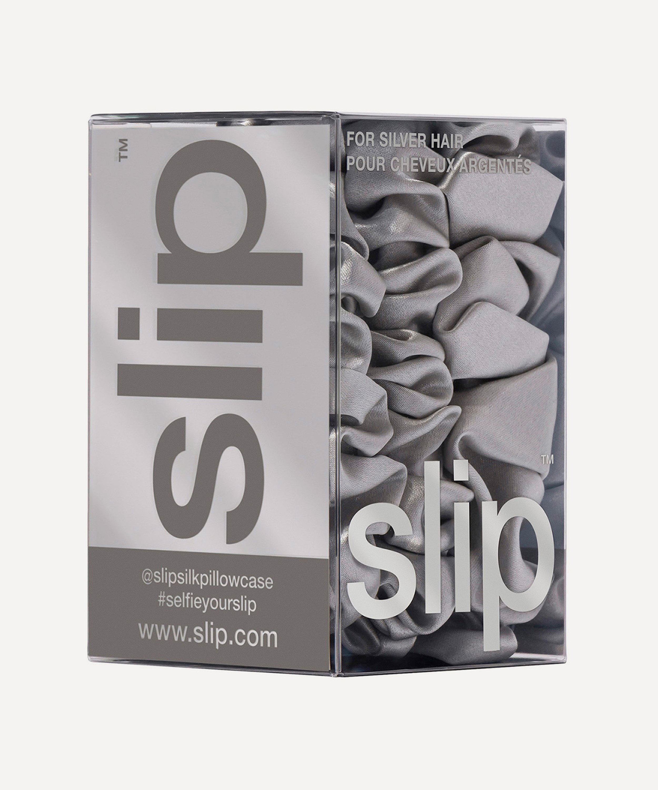 Slip - Back to Basics Silver Silk Scrunchie Trio image number 3